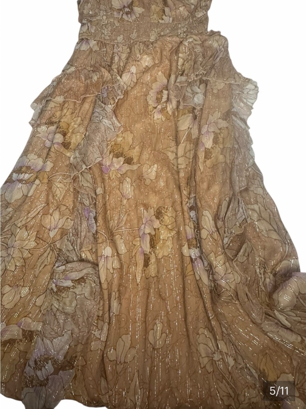 NWT Anthropologie BHLDN Juniper Tiered Backless Metallic Maxi Gown XL - Picture 12 of 15